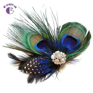 Заколка для волос с павлиньими перьями головной убор с павлиньими ушками со стразами аксессуары для волос с павлиньими ушками для вечеринки 1920s