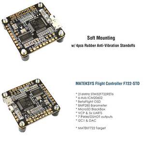 Matek Systems-controlador de vuelo F722-STD STM32F722, con <span class=keywords><strong>BetaFlight</strong></span> integrado, OSD <span class=keywords><strong>BMP280</strong></span>, barómetro, caja negra para Dron quadcopter - Product Image 3