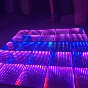 حار بيع ماء RGB خفف من الزجاج اللاسلكية أدى لانهائي 3D مرآة أرضية صالة رقص مزودة بمصابيح LED للنادي الليلي وديسكو وبار