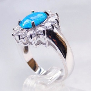 Модное мексиканское кольцо из серебра 925 пробы с огненным опалом - Product Image 3