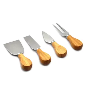 Cheese Slicer Cheese Cutter Stainless Steel 4 Pieces Cheese Knives Set With Wood Handle