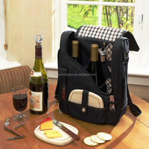 Sac fourre-tout réutilisable et sophistiqué pour le vin et le <span class=keywords><strong>fromage</strong></span> équipé pour 2 avec verres, serviettes, planche à découper - Product Image 6