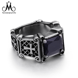 <strong>Men's</strong> Retro Silver Square Gemstone <strong>Ring</strong> Stainless Steel Fashion Jewelry with <strong>Ruby</strong> Zircon Casting <strong>Ring</strong> - Product Image 6
