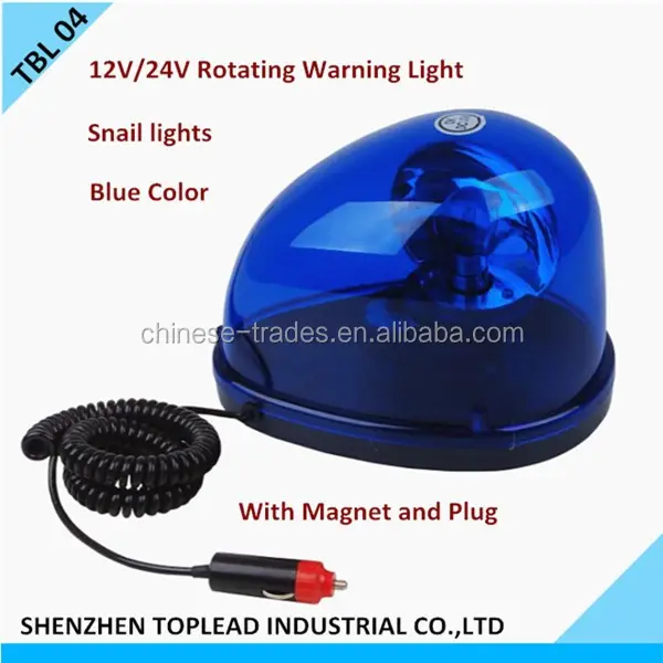 Snail Light Blue Rotating Warning Light with Magnet and Control Plug