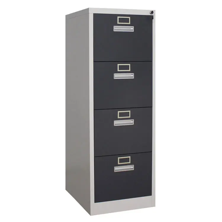 Mueble de almacenamiento de archivos para oficina, armario de acero con Pedestal negro Bloqueable, 4 cajones