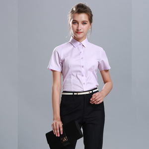 Camicie da <span class=keywords><strong>donna</strong></span> personalizzate-camicie formali da lavoro per <span class=keywords><strong>donna</strong></span>, camicia bianca a maniche corte, elegante camicetta <span class=keywords><strong>rosa</strong></span> per l'ufficio di lavoro - Product Image 2