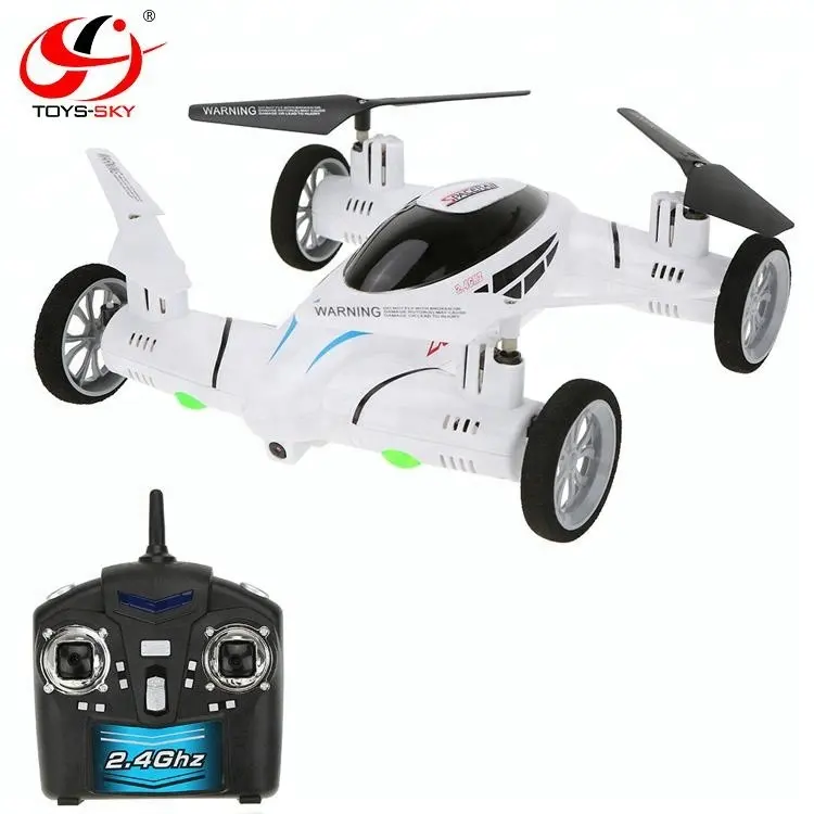 2.4G 2 IN 1 drone One key lock Direction and Auto-return 8CH 4 Rotor Axis Helicopter flying Car Toy with two speed mode