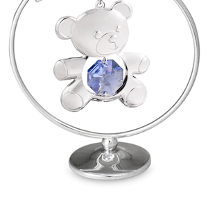 Figurine d'ours en peluche chromée Crystocraft avec cristal taillé brillant 7,2x8,4 cm Souvenir de bébé européen - Product Image 3