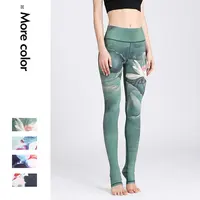 Mallas deportivas elásticas para mujer, pantalones de Yoga con diseño impreso para gimnasio y Control de barriga