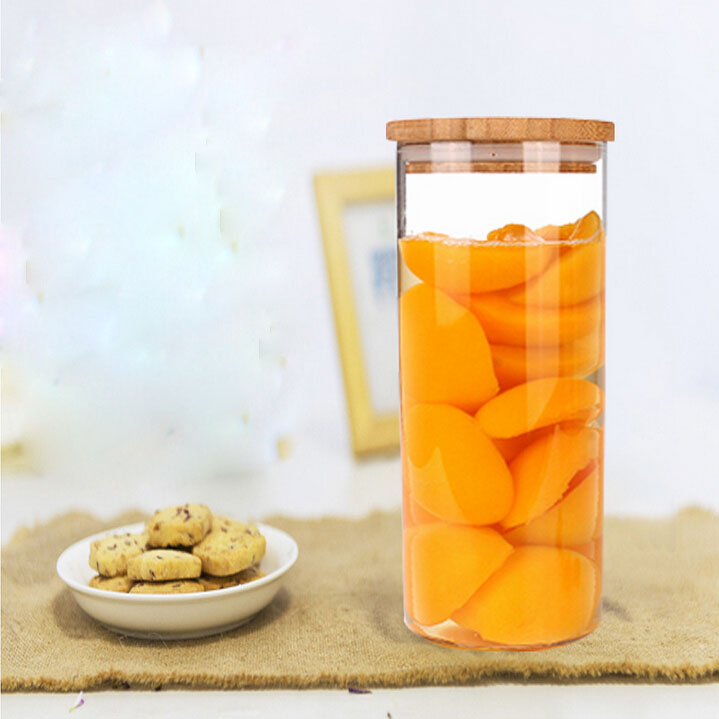 Haonai  popular bulk storage glass jar with wooden lid
