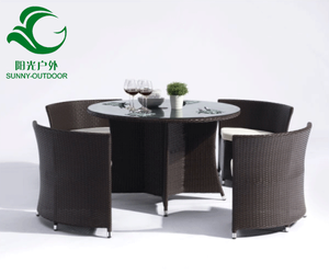 2022 حار بيع جولة الخوص طاولة من الراتان المدمجة حديقة مجموعة شرفة الأثاث - Product Image 2