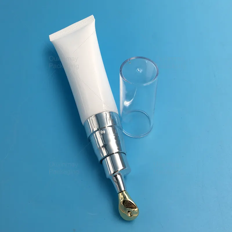 Tabung PE Plastik dengan Aplikator Pompa, Aplikator Pijat Tabung Kosmetik dengan Tabung Kemasan Losion Tubuh Logam Mengkilat atau Matte OXM