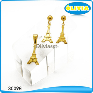 Olivia bisutería al por mayor forma dólar conjunto joyería de las mujeres con el tono de plata de acero inoxidable - Product Image 4
