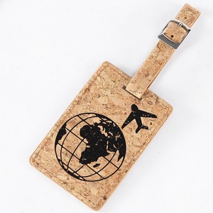 Étiquette de <span class=keywords><strong>bagage</strong></span> en cuir PU couleur bois, nouvelle collection, pour sublimation, avec impression, pour valise ou sac en liège - Product Image 2