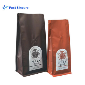 Recycle Roasted <strong>Square</strong> Bottom Coffee <strong>Bean</strong> Packaging <strong>Bag</strong> with Custom Zipper, Easy-Tear Notch, Valve - Product Image 6
