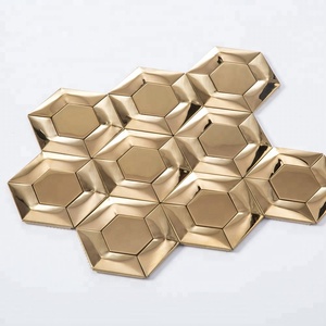 Tranh Khảm Kim Loại 3D Hình Lục Giác Vàng Kiểu Mới Phổ Biến Cho Tường Nhà Bếp - Product Image 5