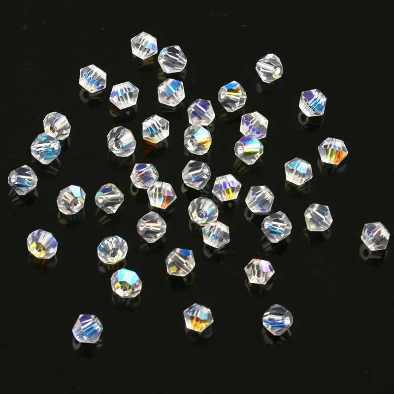 Contas de vidro para joias, contas de vidro transparente ab/cristal bicone vestuário colar acessórios pulseira