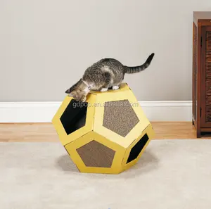 नई Foldable पर्यावरण के अनुकूल पीला बिल्ली Scratcher नालीदार गत्ता बिल्ली घर