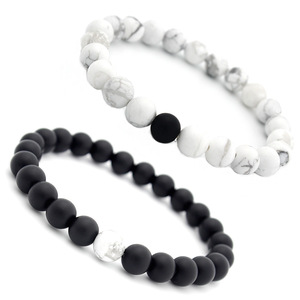 Black Agate Beads <strong>White</strong> Turquoise Stone Stone <strong>Bracelet</strong> Distance <strong>Bracelets</strong> - Product Image 1