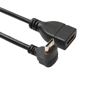 15 cm Mạ Vàng 90 độ Mini HDMI up góc để HDMI Nữ Bộ Chuyển Đổi Cáp