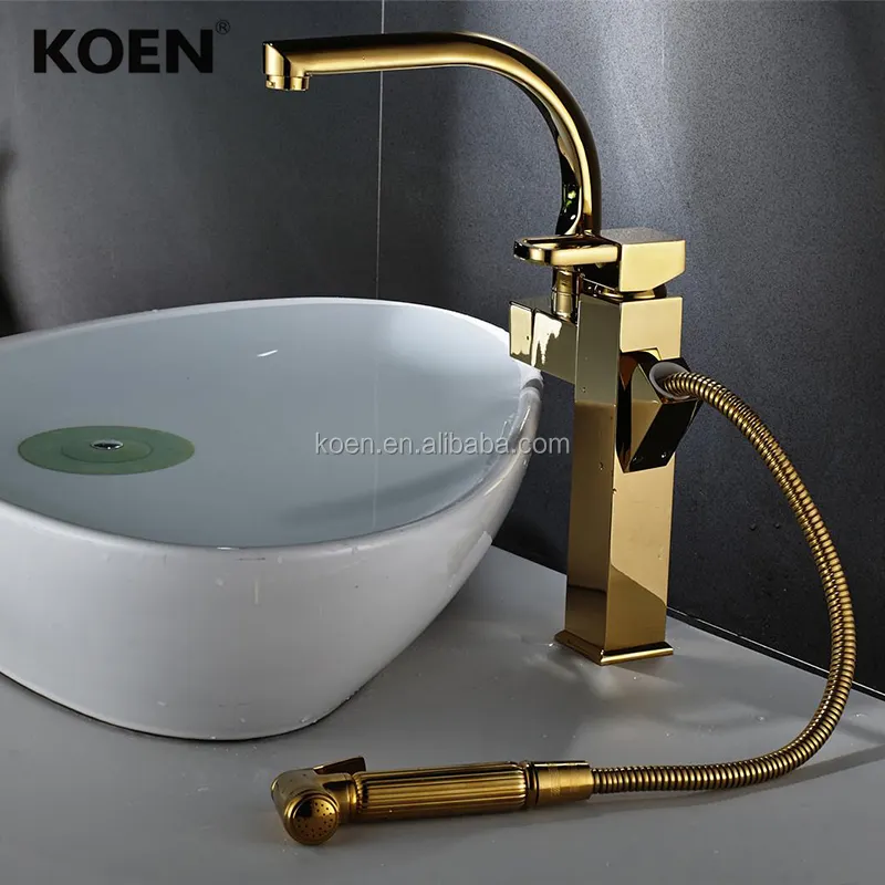 KOEN đa chức năng brass kitchen sink faucet với pull out spray