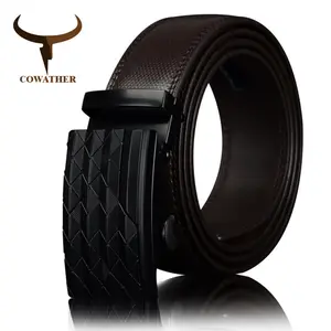 COWATHER Mens belt met Koe Echt Leer BRUIN Riemen voor Mannen merk Breed 3.5 cm CZ058