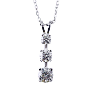 Collier avec pendentif rond en diamant momanite, nouveau design, élégant et magnifique, 6.5mm 5mm 4mm, en or blanc 14k