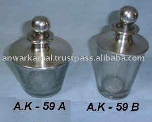 Salero y pimentero de latón con decoración de metal transparente plateado de lujo, superventas - Product Image 2