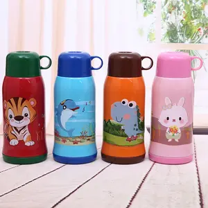 Aangepaste Baby Thermoskan Met Stro Cartoon Dubbele Deksel Reizen Kinderen Rvs Thermos