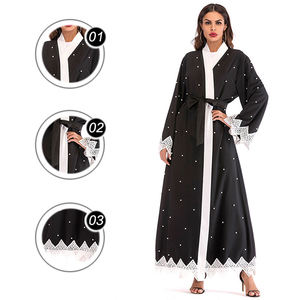2018 spécial dentelle bordure <span class=keywords><strong>Baju</strong></span> <span class=keywords><strong>Kurung</strong></span> moderne caftan robe islamique vêtements modeste Pakistan Abaya - Product Image 6