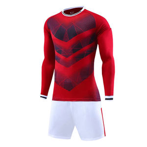 <span class=keywords><strong>Maglia</strong></span> da <span class=keywords><strong>calcio</strong></span> rossa manica lunga Design personalizzato e pantaloncini bianchi uniforme da <span class=keywords><strong>calcio</strong></span> - Product Image 2