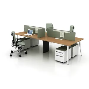 Modern öffnen modulare 4 person workstation schreibtisch möbel design arbeit büro tisch mit metall bein für büro raum