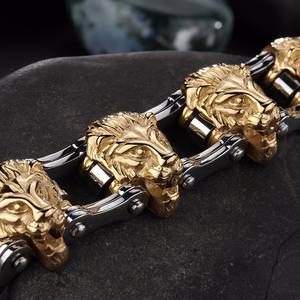 <span class=keywords><strong>Bracelet</strong></span> pour <span class=keywords><strong>homme</strong></span> en acier inoxydable 316L, chaîne de <span class=keywords><strong>moto</strong></span>, tête de loup - Product Image 2