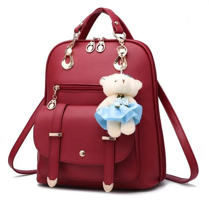 Модный Красный корейский рюкзак из искусственной кожи в стиле преппи для женщин старшей школы для девочек