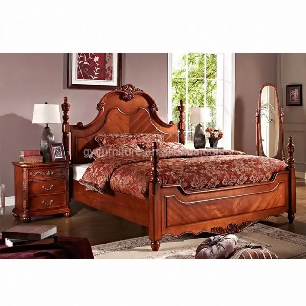 Cama de madera de tamaño king de diseño moderno