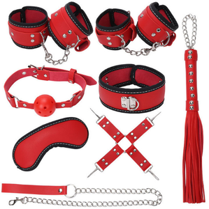 Set di 8 Pezzi BDSM Bondage Restraint in Pelle Nera e Rosa con Pelliccia Kit Sexy per <span class=keywords><strong>Mobili</strong></span> Prodotto in Cina Giocattolo per Giochi SM - Product Image 4