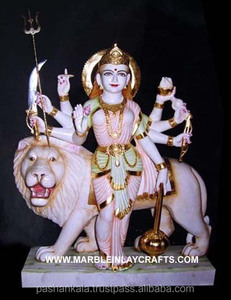 Statue de marbré Durga Ji, en marbre noir - Product Image 1