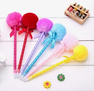 2020 pom pom pen Novelty Fluffy Bowknot Ball Point Pens