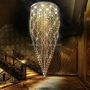 大型当代酒店大堂大厅舞厅长高度K9水晶现代照明吊灯