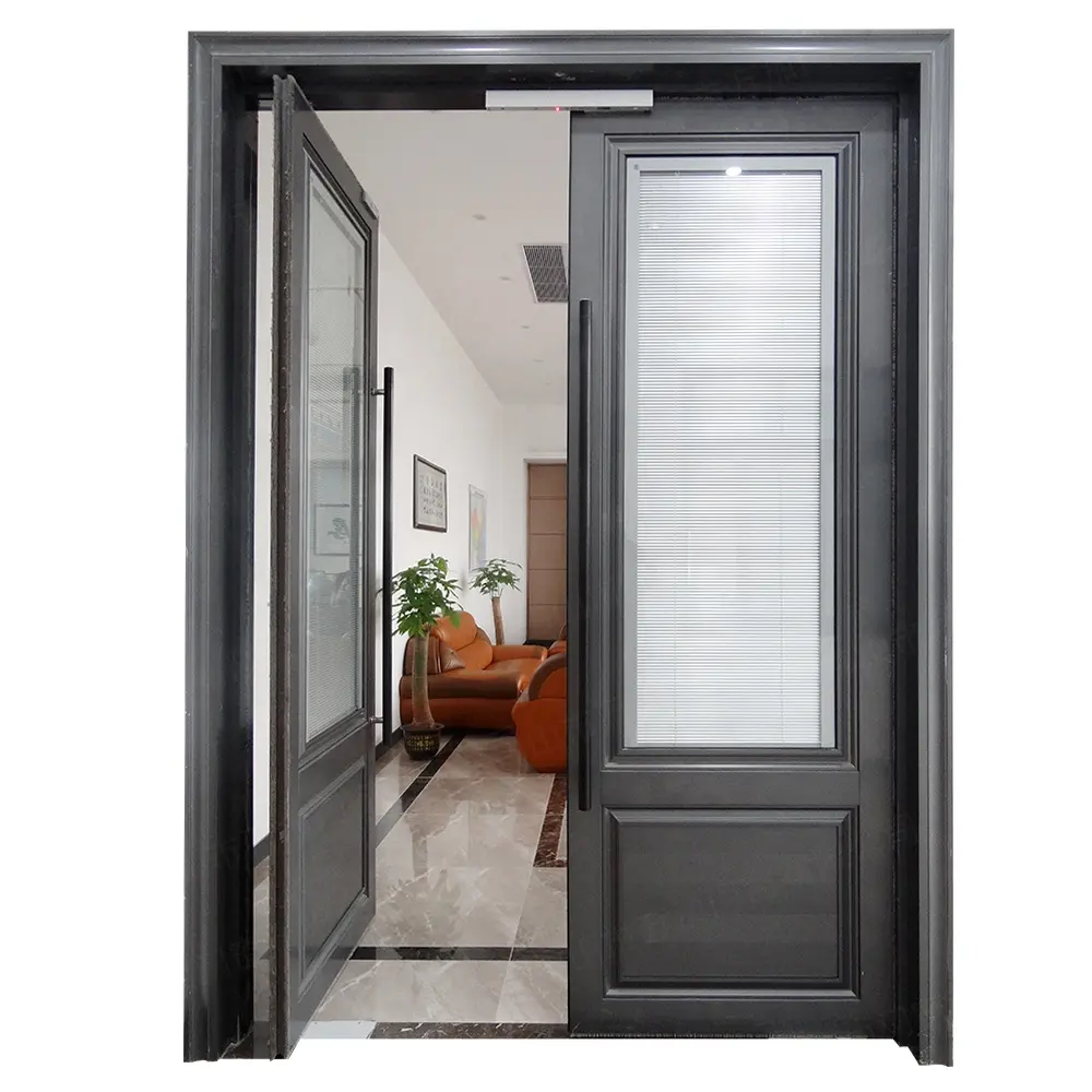 WANJIA commercial office Exterior Front door Aluminum Glass Door french door