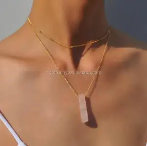 Tour de cou Lariat à couches, collier en pierre d'anatomologie