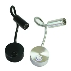 Plata negro luz led flexible gooseneck lámpara de pared