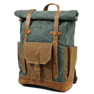 Vintage Waxed Waterproof Canvas Rucksack Outdoor Travel Hiking <strong>Backpack</strong> Computer Bag Large Capacity Leisure <strong>Ladies</strong> <strong>Backpacks</strong> - Product Image 6