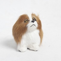 Modèle de chien de compagnie de type Pékinois réaliste en polyéthylène avec fourrure