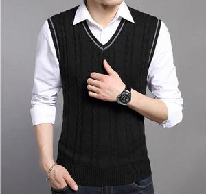 2017 otoño sin mangas suéter de <span class=keywords><strong>rombos</strong></span> <span class=keywords><strong>chaleco</strong></span> para los hombres, mens v-neck 7GG suéter <span class=keywords><strong>chaleco</strong></span> de punto liso - Product Image 4