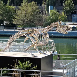 Outdoor tuin metalen rvs dinosaurus skeletten sculptuur bone standbeeld