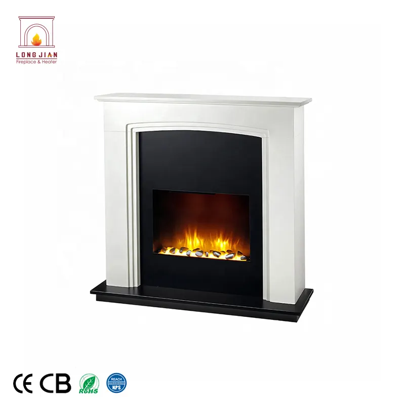 Wholesale Hot Sale heater flame effect wooden white mantel MDF fireplace