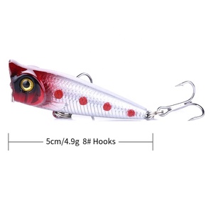 Mini isca de pesca popper para peixe, isca de pesca dura de 5cm e 4.9g com 5 cores, isca popper para pesca