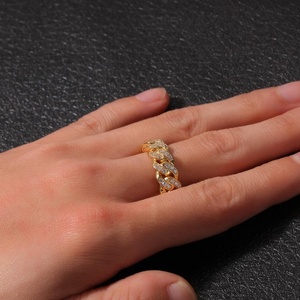 Anillos de Cadena Cubana con <span class=keywords><strong>Circonitas</strong></span> para <span class=keywords><strong>Hombre</strong></span>, Chapados en Oro de 18K, Joyería de Diamantes CZ - Product Image 2