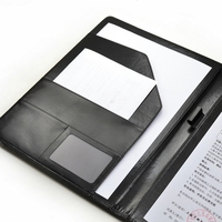 Portalápices y bolsillo Documento A4 Cartera de impresión personalizada Carpeta de archivos de cuero PU con clips de metal